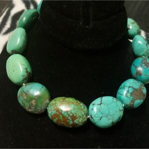 Rare Kenneth J Lane heavy chunky green turquoise beaded necklace
